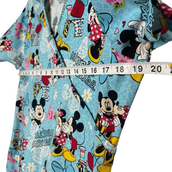 Disney Women's Scrubs Top Mickey & Minnie Call Me Mickey Blue Sz XS - Picture 11 of 12